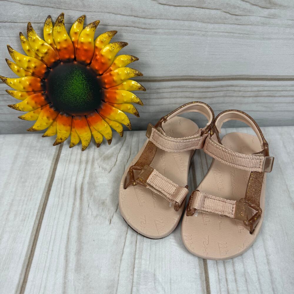 Mini Melissa Mini Papete Glitter Rose Gold Sparkle Sandals Size 9 Toddler